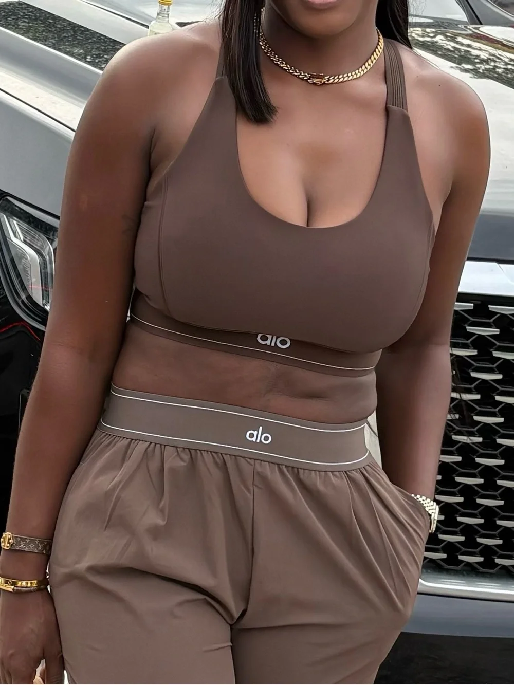 ALO Yoga Brown Bra Top